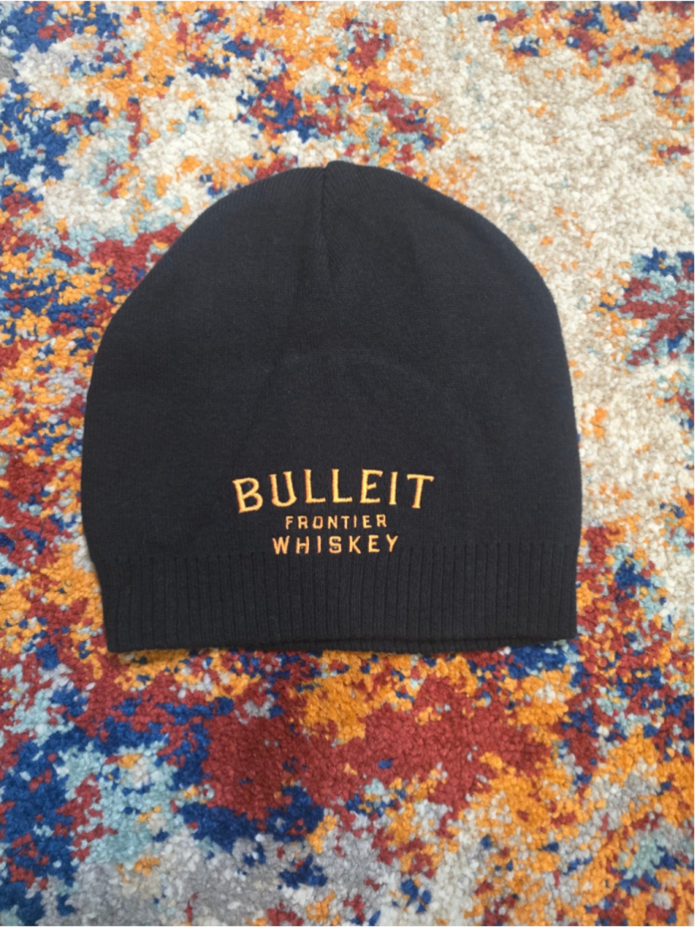 Bulleit Frontier Whiskey Embroidered Beanie Hat Black Knit Unisex NWOT